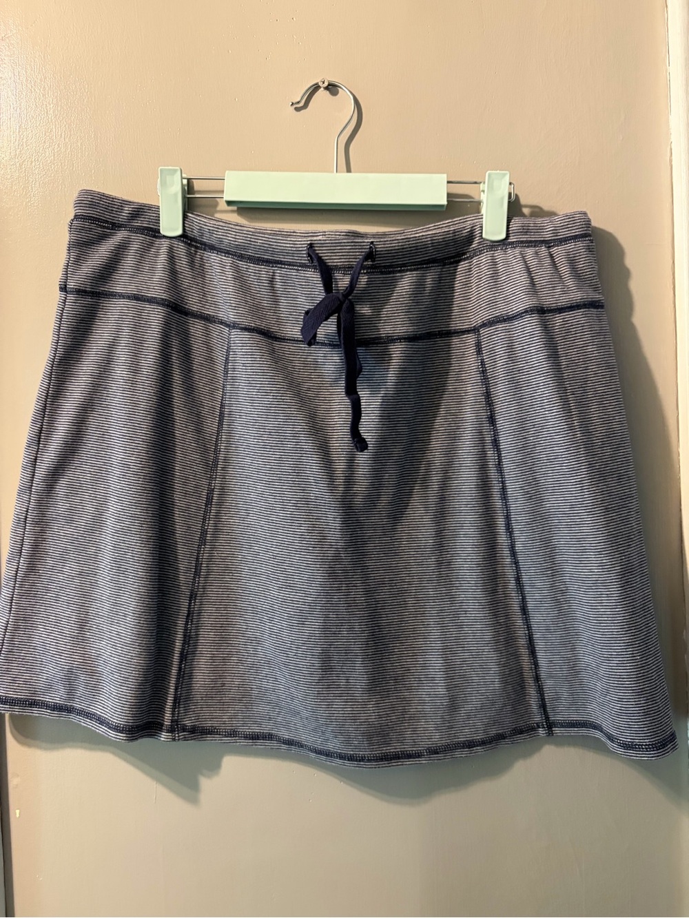 Avenue Navy and White Striped Skater Skirt